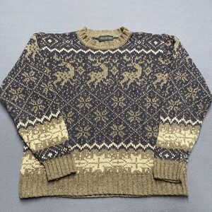 Hill Archer Sweater Mens Medium Fair Isle‎ Pullover Crewneck Wool Blend Knit